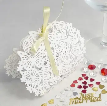 Быстрая доставка Китай оптовая продажа бабочка свадебные конфеты подарочная коробка лазерная резка свадебная коробка для подарков