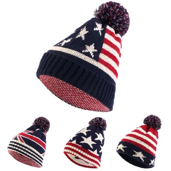 Новая Американская Вязаная шапка Зимняя Унисекс Шапочка-бини с принтом флага Великобритании, сохраняющая тепло Шапка, Зимняя Холодная шапка-капот, Уличные шапки в стиле Хип-хоп