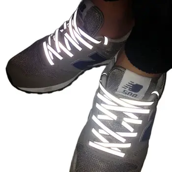 Креативные двухсторонние светоотражающие Шнурки, Модная Спортивная обувь для ночного бега, Лидер продаж, оптовые предупреждающие шнурки