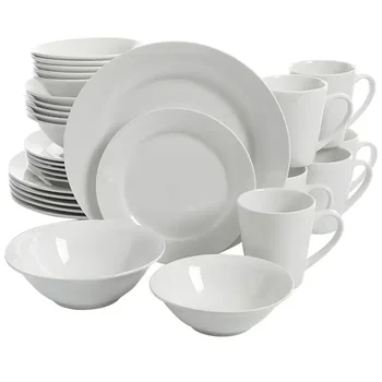 Набор керамической посуды Noble Court белого цвета, Набор из 30 предметов