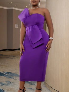 Платье для официальных мероприятий Сексуальное Фиолетовое платье на одно плечо Для женщин без бретелек в стиле Ампир, облегающее Платье для Дня Рождения, Вечерние Платья для выпускного вечера