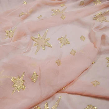 Милая Роскошная Шелковая ткань Металлик, шифон, блестящий люрекс, Розовая звезда, Шелковица, роскошь для юбки из ткани Сари