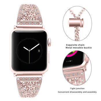 Frauen Diamant Band Für Apple Uhr Serie 7 6 SE 5/4/3 Armband edelstahl strap für iWatch 38/42mm 40/44mm 45mm 41mm