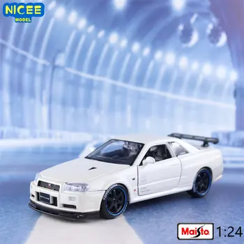Maisto 1:24 Nissan Skyline GT-R R34 Модифицированная версия Литой под давлением Автомобиль Из металлического сплава Модель автомобиля Коллекция детских игрушек подарки B238