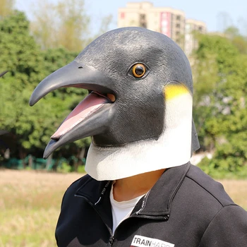 Маска пингвина-Латексная маска животного на всю голову для Хэллоуина, реалистичная маска
