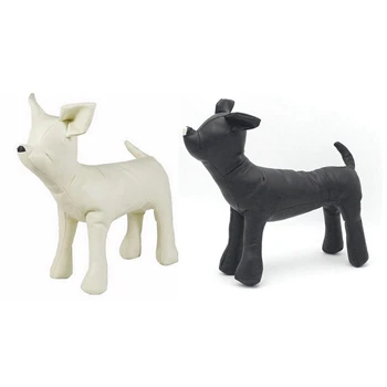 Кожаные манекены для собак, 2 предмета, стоячие модели собак, игрушки, демонстрационный манекен для магазина домашних животных, черный M & белый L