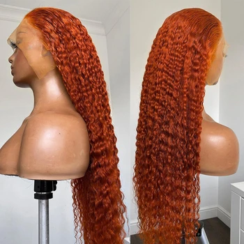 Мягкий Имбирно-оранжевый кудрявый парик на кружеве Длиной 26 дюймов Для чернокожих женщин, предварительно выщипанные волосы Младенца, термостойкая Глубокая волна