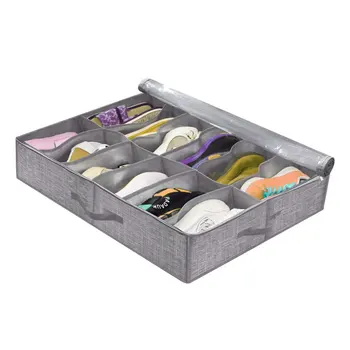 Новый ящик для хранения на дне кровати из нетканого материала, Складная пыленепроницаемая коробка для хранения обуви с видимой крышкой, Коробка для организации хранения