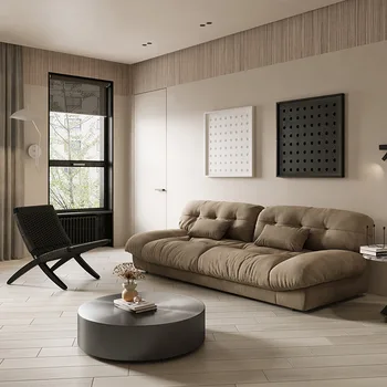 Тканевый диван итальянской технологии, Современный минималистичный, с высоким профилем, в скандинавском стиле, Прямой диван