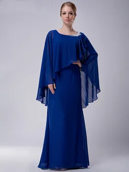 Королевские Синие Платья для Матери Невесты, шифоновые аппликации с жакетом, Длинные Элегантные Свадебные платья для матери жениха