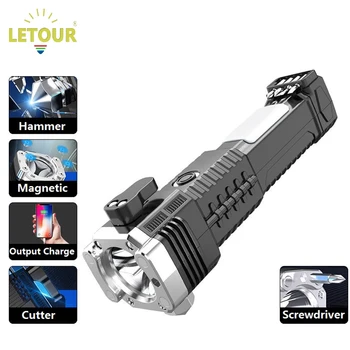 Letour Мини Многофункциональный светодиодный фонарик USB, Перезаряжаемый, Высокой мощности, Для Кемпинга на открытом Воздухе, Водонепроницаемая Портативная лампа-вспышка