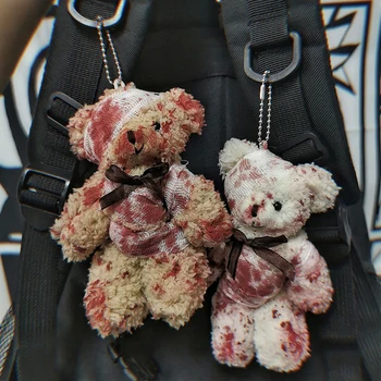 Крутой панк Кровавый Плюшевый Медведь Брелок Хэллоуин Раненое животное Медведь Кукла Брелок для ключей
