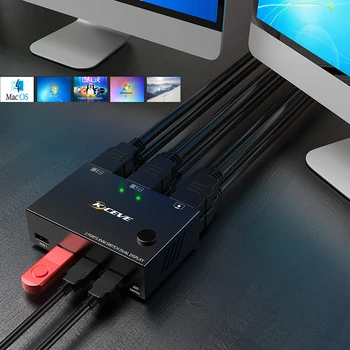 USB-разветвитель, разветвитель игрового экрана, совместимый с HDMI KVM-переключатель, Подключи и играй, совместимый с HDMI-разветвитель, переключатель локальной сети