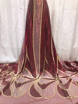 2022 Новейшая Элегантная Высококачественная африканская тюлевая кружевная ткань с вышивкой и блестками Для Свадебной вечеринки, Длинное платье P8698