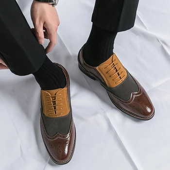 Новые туфли-дерби на шнуровке с квадратным носком, весенне-осенняя мужская официальная обувь ручной работы, Бесплатная доставка, Размер 38-48, мужская обувь