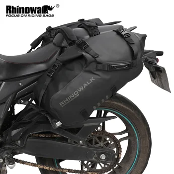 Сумка для мотоцикла Rhinowalk, 100% Водонепроницаемая, 2 шт., боковая сумка для моторного седла, 28л, Универсальная посадка, мотоциклетный чемодан, дорожная сумка для инструментов