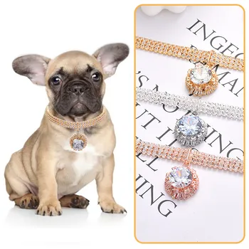 Ошейник-ожерелье для собак, Модный Ошейник для Щенков и кошек с драгоценными камнями, украшенный стразами, Аксессуары для домашних животных для собак