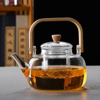 Стеклянный Чайник из Боросиликатного стекла с высоким содержанием кипятка, Чайник для заваривания чая, Сохраняющий здоровье Чайник, Машина для заваривания чая С Подъемной балкой Чайник