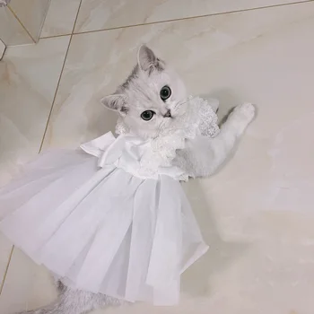 Одежда для домашних собак и кошек, Весенне-летние Сезонные платья, Свадебное платье, Милое 3D платье с вышивкой