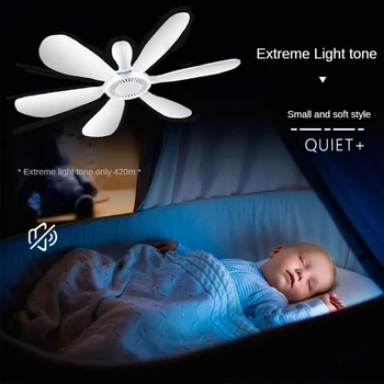 Бесшумный Вентилятор Потолочного Навеса с питанием от USB на 6 Листьев для Кемпинговой Кровати, Общей Палатки