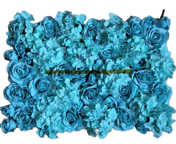 Tiffany blue -10 шт./лот, Искусственная шелковая роза и цветок гортензии, настенное свадебное фоновое украшение TONGFENG