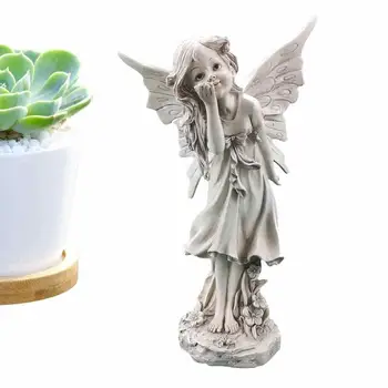 Статуя Цветочной Феи, стоящий Ангел, художественная скульптура, фигурки, садовый орнамент, Крылья Ангела, ремесло из смолы, ландшафтный дизайн, украшение дома
