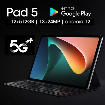 Android 12,0 Планшетный ПК 12 ГБ + 512 ГБ Глобальный Оригинальный планшет Pad 6 Pro Десятиядерный Android 10,1-дюймовый HD-экран 5G Wifi Планшетный ПК