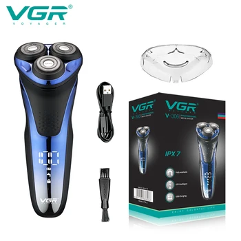 VGR Триммер для волос, Профессиональный триммер, Водонепроницаемая бритва для бороды, Электрический триммер для бороды, Бытовая бритва, 3D Плавающий вращающийся V-306