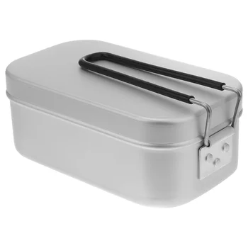 Алюминиевая жестяная коробка для ланча с крышкой, Контейнер для еды, жестяная банка для ланча в помещении, на открытом воздухе, для кемпинга, пикника (серебристый)
