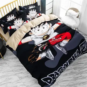 Детский комплект из четырех предметов с рисунком Аниме Dragon Ball Saiyan, Простыня для студенческого общежития, 1,2 кровати, Стеганое одеяло, подарок из трех предметов