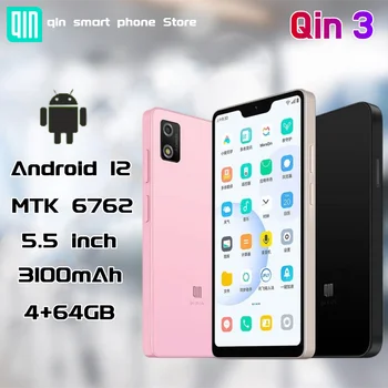 Новая модель Qin 3 MTK 6762 Wifi 5,5 Дюймов Bluetooth 5,2 Разблокировка Отпечатков пальцев Сенсорный экран Android 3100mAh 720*1496P 8MP Смартфон