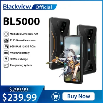 Blackview BL5000 Двойной 5G Смартфон IP68 Водонепроницаемый 30 Вт Быстрая Зарядка Прочный Игровой Телефон 8 ГБ + 128 ГБ 4980 мАч Глобальный Мобильный Телефон
