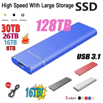 Высокоскоростной 500 ГБ 2 ТБ 4 ТБ 8 ТБ 16 ТБ SSD Портативный внешний твердотельный жесткий диск с Интерфейсом USB3.1 Мобильный жесткий диск Для Ноутбука Mac