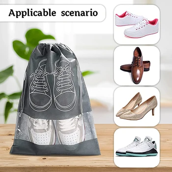 Сумки-органайзеры для хранения обуви, Нетканая дорожная переносная сумка для шкафа, Водонепроницаемый карман, Прозрачная подвесная сумка для одежды, 1 пара