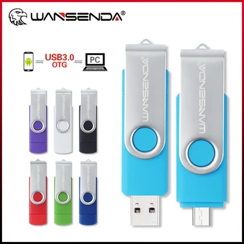 WANSENDA Micro USB Флэш-накопитель OTG Pen Drive 256 ГБ 128 ГБ 64 ГБ 32 ГБ Металлическая Флешка 2 В 1 USB 3.0 Memory Stick