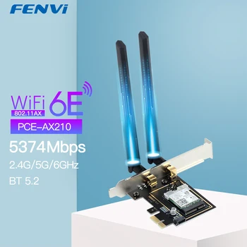 FENVI 5374 Мбит/с WiFi 6E Intel AX210 2,4G/5G/6GHz PCIE Беспроводной WiFi адаптер Bluetooth 5,3 802.11AX Сетевая карта Wi-Fi PC Win10/11