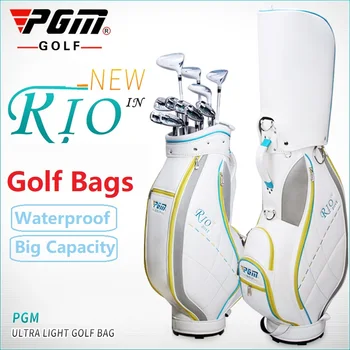 Женская сумка для гольфа Pgm, высококачественные сумки для клюшек для гольфа из искусственной кожи, Корейская водонепроницаемая стандартная сумка для гольфа, спортивная тележка, клубная подушка безопасности, вмещающая 13 клюшек