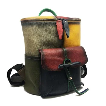 Новый Женский рюкзак из коровьей кожи Большой емкости, сумка с ручной росписью, ретро Высококачественные дорожные школьные сумки для девочек-подростков