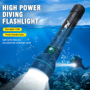 Супер яркий 2000LM P70 светодиодный фонарик для подводного плавания 100 м IPX8 Водонепроницаемый фонарь для подводной охоты