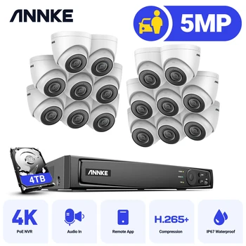 ANNKE 5MP FHD POE Система видеонаблюдения 16CH H.265 + 4k NVR Рекордер 5MP Камеры Безопасности Аудиозапись 5MP PoE IP-камера