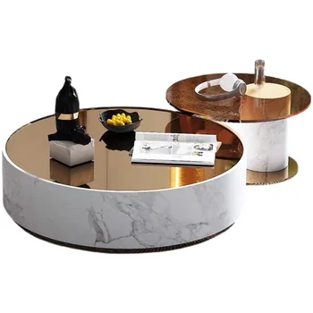 Легкий роскошный чайный столик постмодернистский минималистский мраморный круглый итальянский минималистский художественный креативный комбинированный чайный столик новый