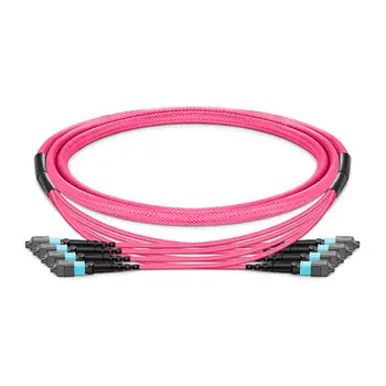 Переходник для многомодового магистрального кабеля Elite длиной 10 м (33 фута) от MTP®-12 (штекер) к MTP®-12 (штекер) OM4, 48 волокон, тип B, Пленум (OFNP), пурпурный