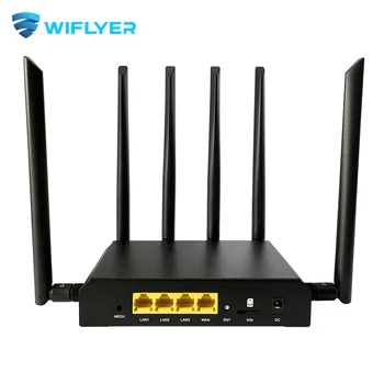 Wiflyer 4G Openwrt Маршрутизатор Wifi6 Сетка 1800 Мбит/с Sim-карта Гигабитная локальная сеть 2,4 ГГц 5,0 ГГц 8 * Антенна WiFi Интернет для 128 устройств