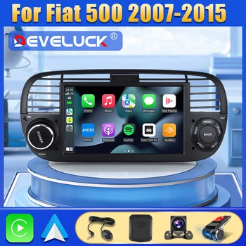 Автомобильный мультимедийный плеер Develuck Android 12 для FIAT 500 2010-2015 Встроенный DSP Carplay Авто Стерео Bluetooth GPS навигация