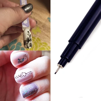 Ручка для Граффити для дизайна ногтей Черного цвета, УФ-гель-лак, точечный тонкий лайнер, дизайн, Роспись Накладных ногтей, кисти для маникюра, инструменты для маникюра