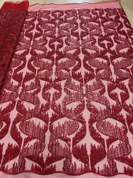 Французская Традиционная Кружевная ткань С блестящими пайетками Африканская Высококачественная Вышитая тюлевая ткань Элегантная Для пошива свадебного вечернего платья