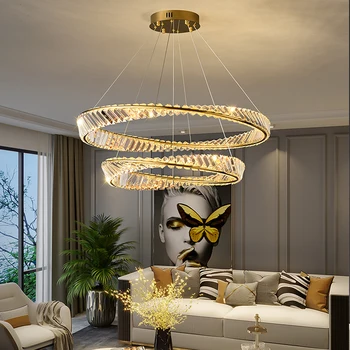 Современная светодиодная люстра с дистанционным управлением, подвесной светильник для гостиной, столовой, кухни, спальни, золотой дизайн, подвесной светильник