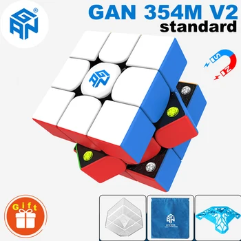 GAN 354 M V2 Магнитный 3 ×3 Волшебный Куб Головоломка Непоседа Детская Игрушка Без Наклеек GAN 354M V2 3x3x3 Cubo Magico Souptoys Детский Подарок
