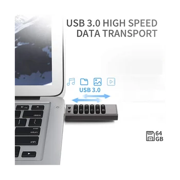 Защищенный USB-накопитель, 64 ГБ зашифрованный USB-накопитель, аппаратный пароль, карта памяти с клавиатурой, U-диск Флэш