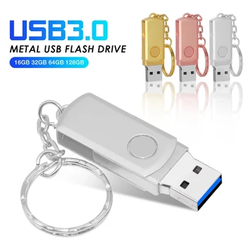 USB 3,0 USB Флэш-накопители 128 ГБ Вращающийся флеш-накопитель 8 ГБ 16 ГБ 32 ГБ 64 ГБ Флешка USB Memory Stick с брелоком подарок с логотипом клиента